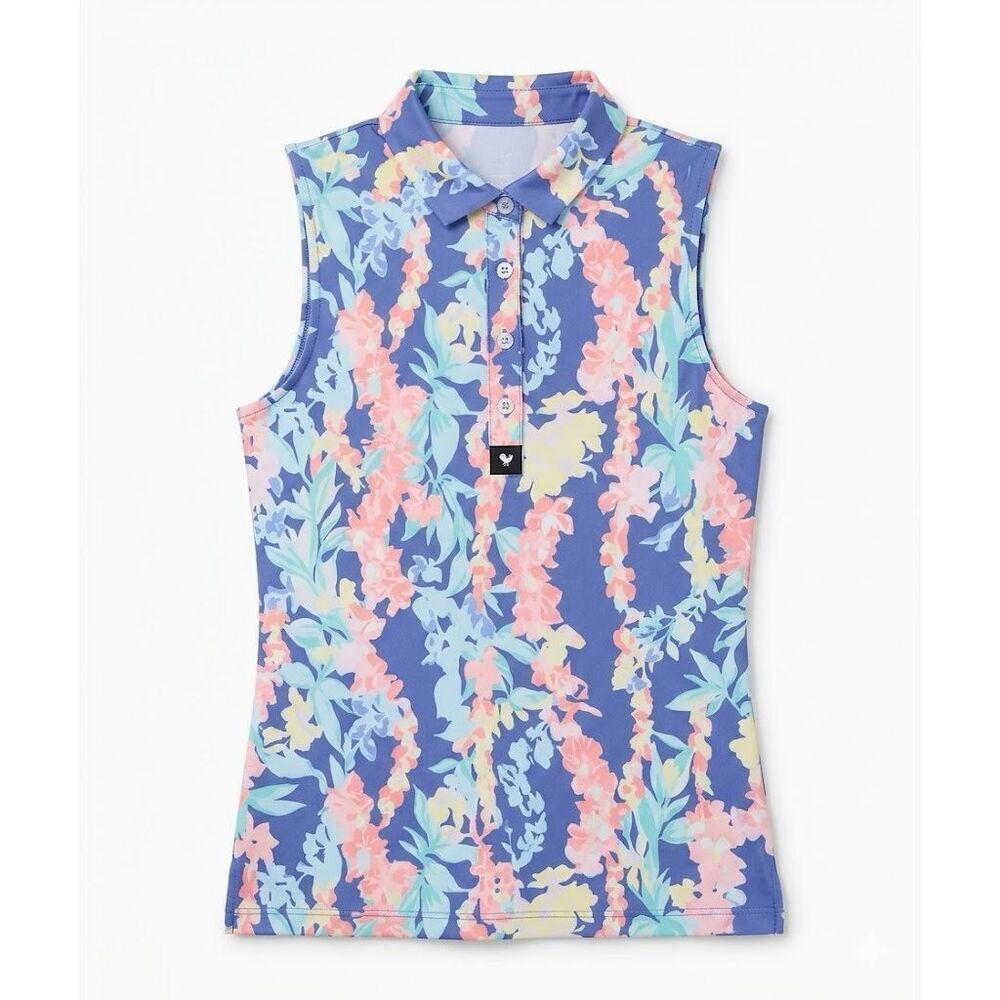 Bad Birdie Sleeveless Core Golf Pickleball Polo Shirt Lei’d Floral XS